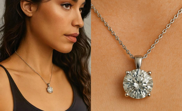 Image of $76.99 & Up for a 925 Silver Moissanite Pendant Necklace