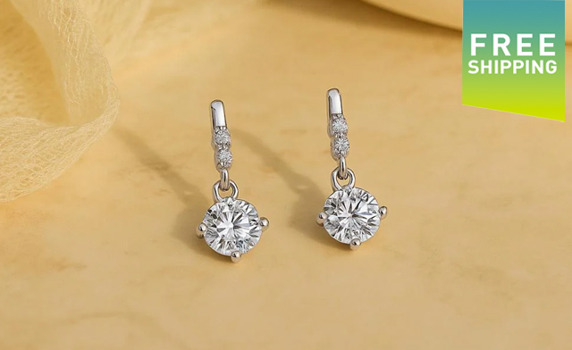 Image of $93.99 for 925 Sterling Silver Moissanite Diamond Earrings (a $383.40 Value)
