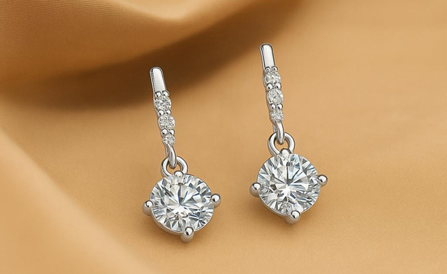 Image of $93.99 for 925 Sterling Silver Moissanite Diamond Earrings (a $383.40 Value)