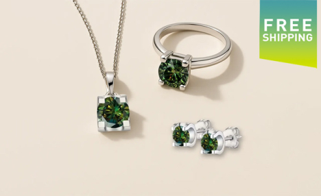 $171.99 for a 4-Piece Moissanite White Gold Jewelry Set (a $707.16 Value)