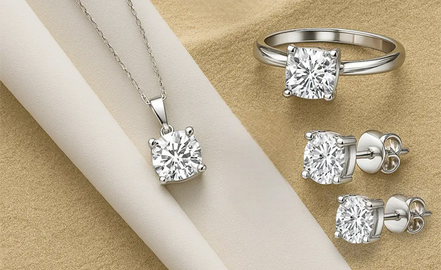 Image of $171.99 for a 4-Piece Moissanite White Gold Jewelry Set (a $707.16 Value)