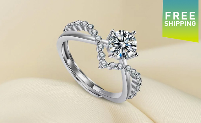 Image of $72.99 for a Moissanite Diamond Engagement Ring (a $298.20 Value)