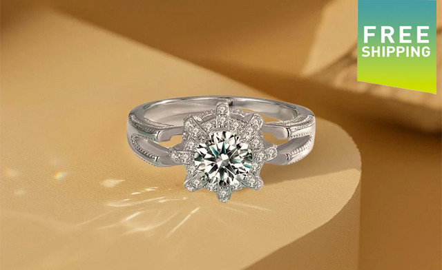 Image of $89.99 for a Moissanite Flower Ring (a $366.36 Value)