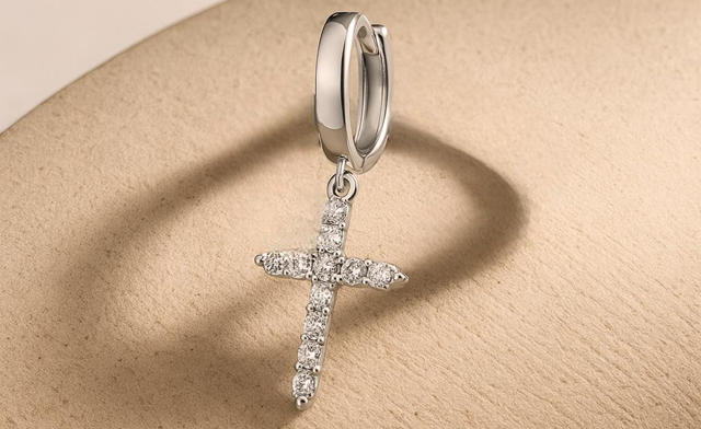 Image of $86.99 for Moissanite Cross Hoop Earrings (a $357.84 Value)