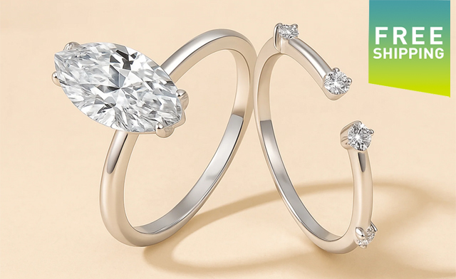 Image of $171.99 for a 2-Piece Moissanite Diamond Ring Set (a $707.16 Value)