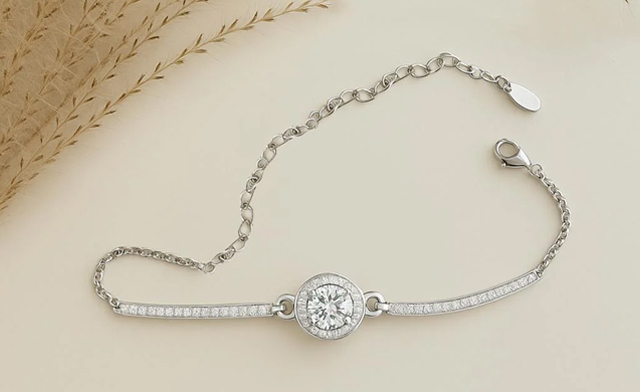 Image of $99.99 for a 925 Sterling Silver Moissanite Round Bag Bracelet (a $408.96 Value)