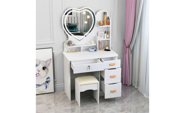 Image of $172 for a Heart-Shaped Mirror Vanity Table Set (a $349.99 Value)