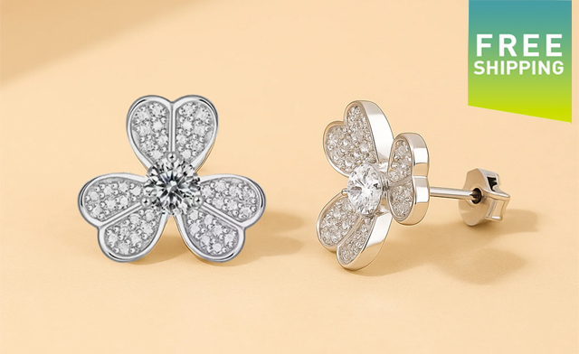 Image of $76.99 for Moissanite Clover Stud Earrings (a $315.24 Value)