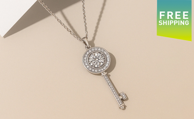 Image of $101.99 for a Moissanite Key Pendant Necklace (a $417.48 Value)