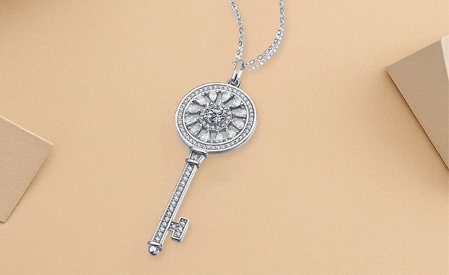 Image of $101.99 for a Moissanite Key Pendant Necklace (a $417.48 Value)