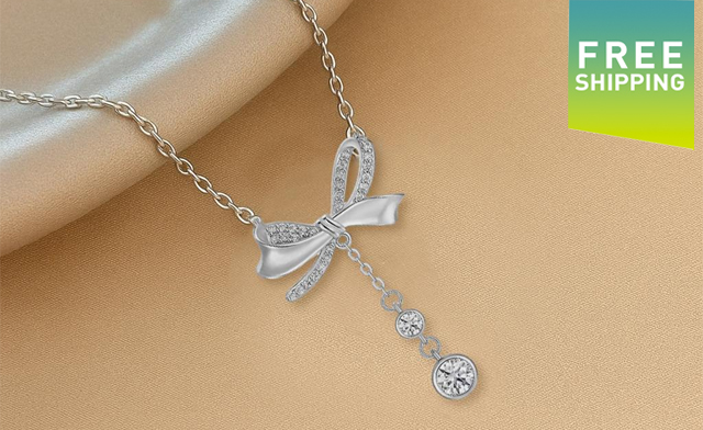Image of $142.99 for a Moissanite Bow Necklace (a $587.88 Value)