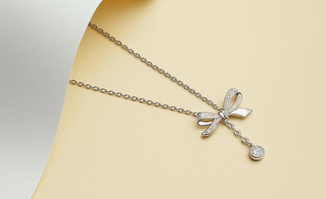 Image of $142.99 for a Moissanite Bow Necklace (a $587.88 Value)