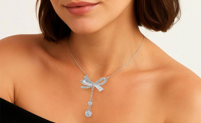 Image of $142.99 for a Moissanite Bow Necklace (a $587.88 Value)