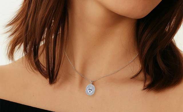Image of $126.99 for a Moissanite Halo Pendant Necklace (a $519.72 Value)