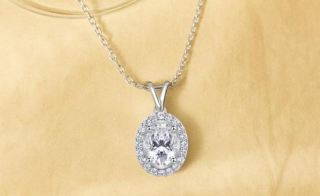 Image of $126.99 for a Moissanite Halo Pendant Necklace (a $519.72 Value)