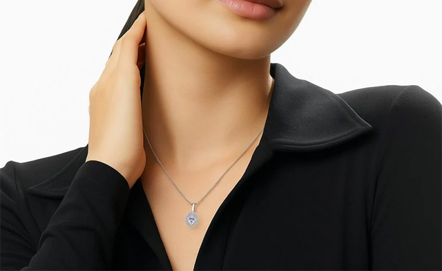 Image of $126.99 for a Moissanite Halo Pendant Necklace (a $519.72 Value)