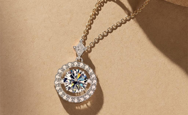 Image of $93.99 for a Moissanite Round Halo Pendant Necklace (a $383.40 Value)