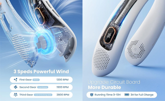 Image of $15 for a Portable Neck Fan with LED Display (a $44.99 Value)