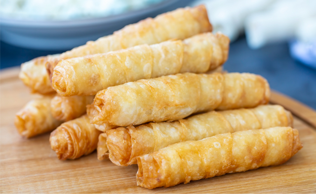 $43 for 3 kg of Roasted Red Pepper & Jalapeno Cheese Phyllo Mini Rolls (a $55 Value) Image of $43 for 3 kg of Roasted Red Pepper & Jalapeno Cheese Phyllo Mini Rolls (a $55 Value)