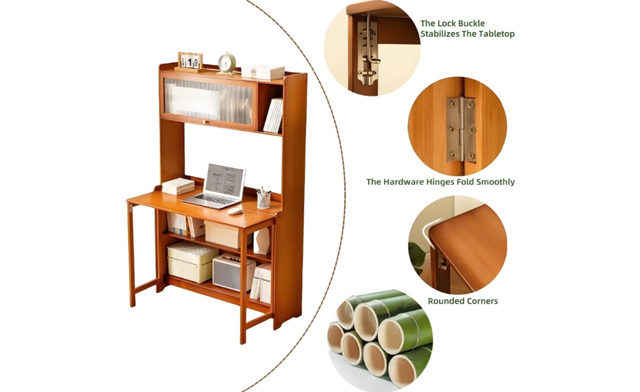 Image of $109 for a Bamboo Computer Desk with Bookshelf (a $299.99 Value)