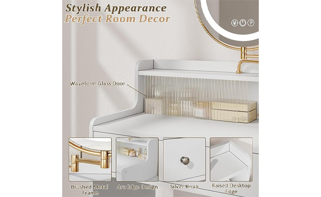 Image of $159 for an LED Mirror Vanity Table Set with Stool & Storage (a $349.99 Value)