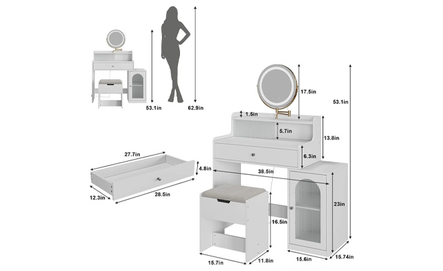 Image of $159 for an LED Mirror Vanity Table Set with Stool & Storage (a $349.99 Value)