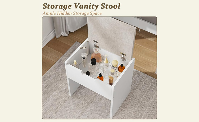 Image of $159 for an LED Mirror Vanity Table Set with Stool & Storage (a $349.99 Value)