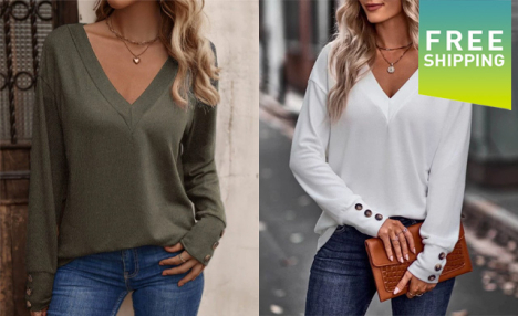 $27 for a Women's V-Neck Long Sleeve Casual Top (a $39.99 Value)