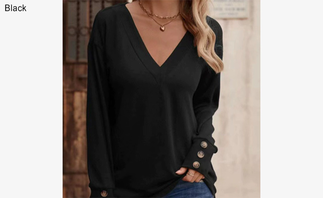Image of $27 for a Women's V-Neck Long Sleeve Casual Top (a $39.99 Value)