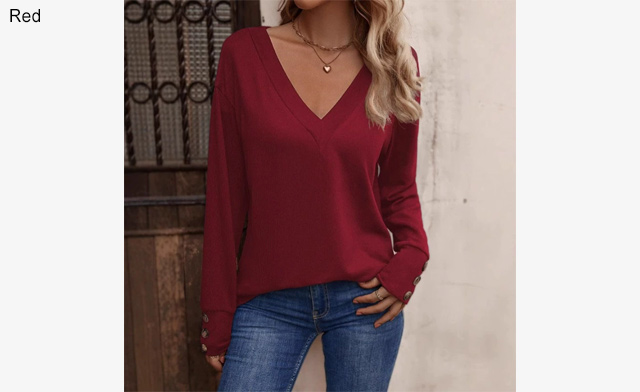 Image of $27 for a Women's V-Neck Long Sleeve Casual Top (a $39.99 Value)