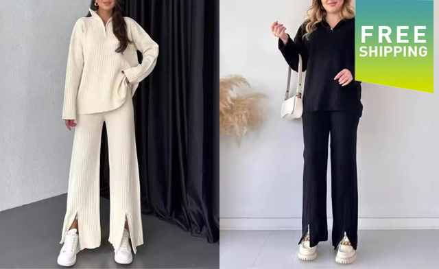 Image of $56 for a Women's Ribbed Two-Piece Set (a $112 Value)