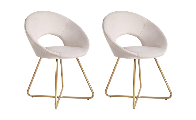 Image of $69 for 2 Modern Velvet & Metal Dining Chairs (a $299 Value)