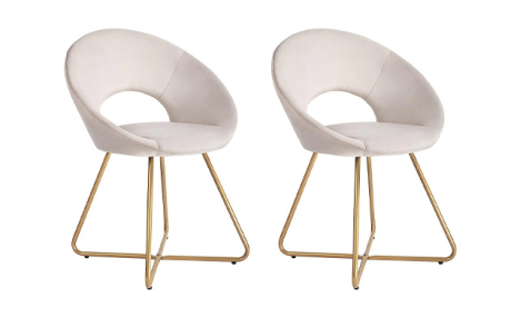 $69 for 2 Modern Velvet & Metal Dining Chairs (a $299 Value)