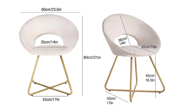 Image of $69 for 2 Modern Velvet & Metal Dining Chairs (a $299 Value)
