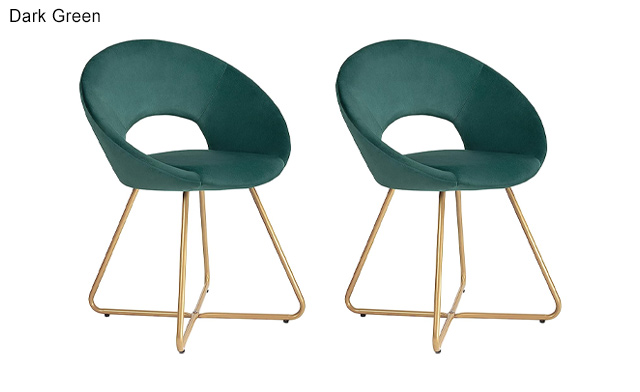 Image of $69 for 2 Modern Velvet & Metal Dining Chairs (a $299 Value)