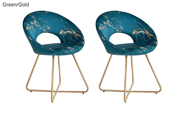 Image of $69 for 2 Modern Velvet & Metal Dining Chairs (a $299 Value)
