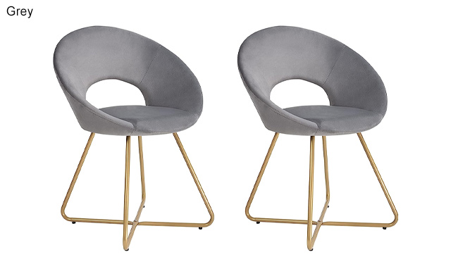 Image of $69 for 2 Modern Velvet & Metal Dining Chairs (a $299 Value)