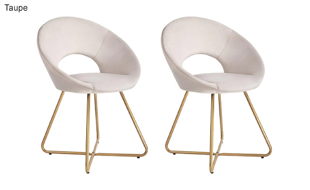 Image of $69 for 2 Modern Velvet & Metal Dining Chairs (a $299 Value)