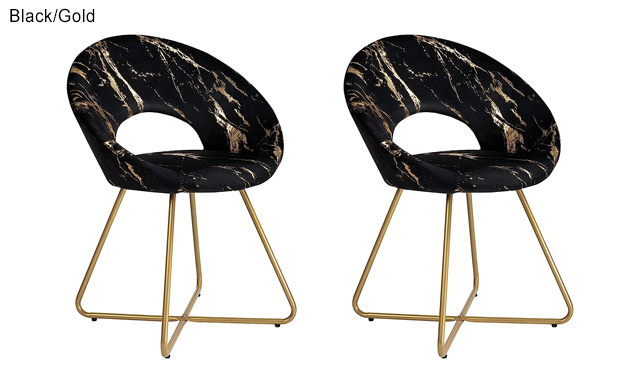 Image of $69 for 2 Modern Velvet & Metal Dining Chairs (a $299 Value)