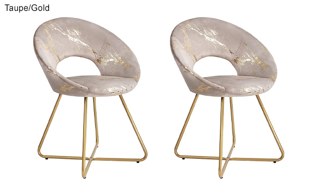 Image of $69 for 2 Modern Velvet & Metal Dining Chairs (a $299 Value)