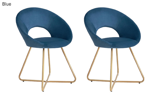 Image of $69 for 2 Modern Velvet & Metal Dining Chairs (a $299 Value)