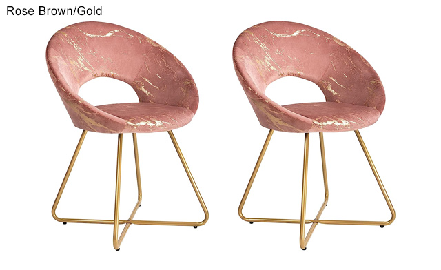 Image of $69 for 2 Modern Velvet & Metal Dining Chairs (a $299 Value)