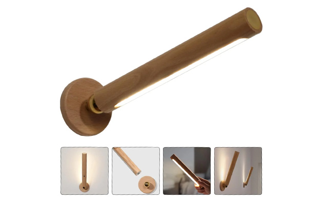Image of $38.99 for a 2-Piece Rotatable Wooden LED Wall Lamp (a $69.99 Value)