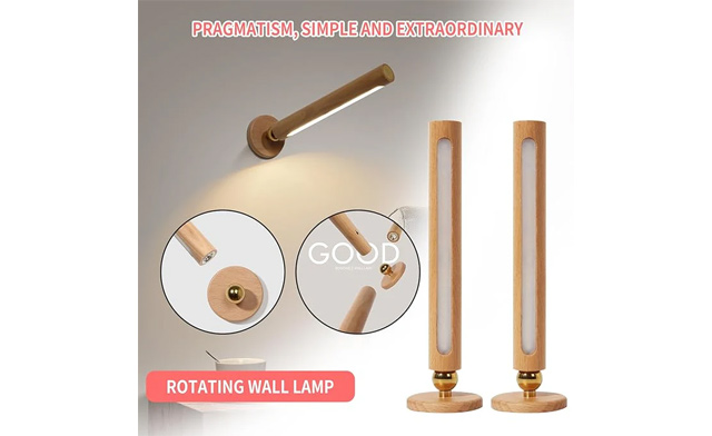 Image of $38.99 for a 2-Piece Rotatable Wooden LED Wall Lamp (a $69.99 Value)