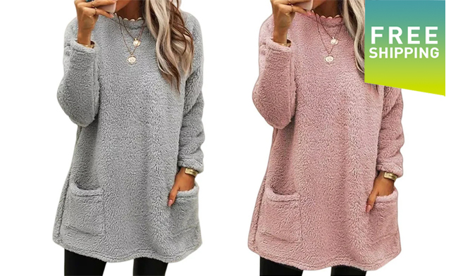 Image of $27.99 for Plush Long-Sleeve Pocket Sweatshirt (a $59.99 Value)