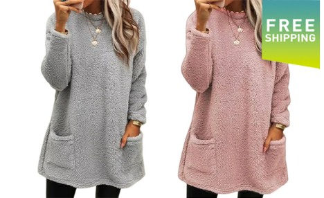 $27.99 for Plush Long-Sleeve Pocket Sweatshirt (a $59.99 Value)