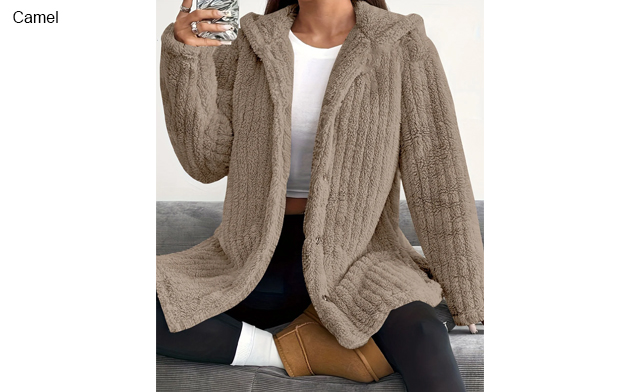 Image of $36.99 for a Women's Long-Sleeve Hooded Plush Coat (a $69.99 Value)
