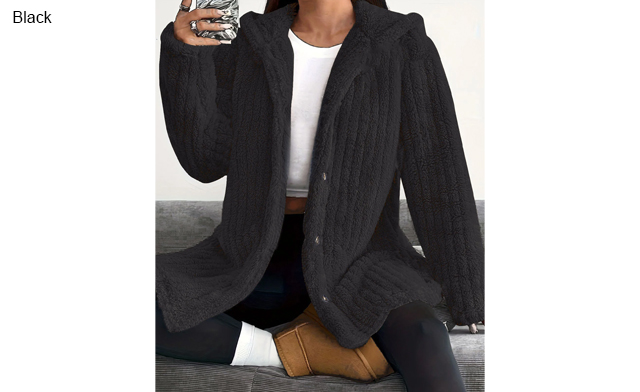 Image of $36.99 for a Women's Long-Sleeve Hooded Plush Coat (a $69.99 Value)