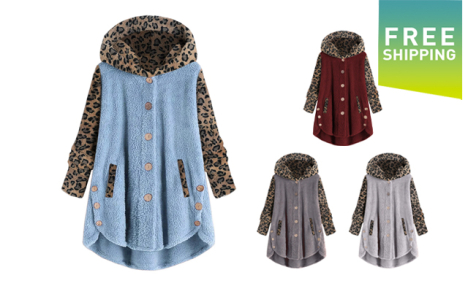 $34.99 for a Women's Leopard Print Hooded Plush Coat (a $69.99 Value)