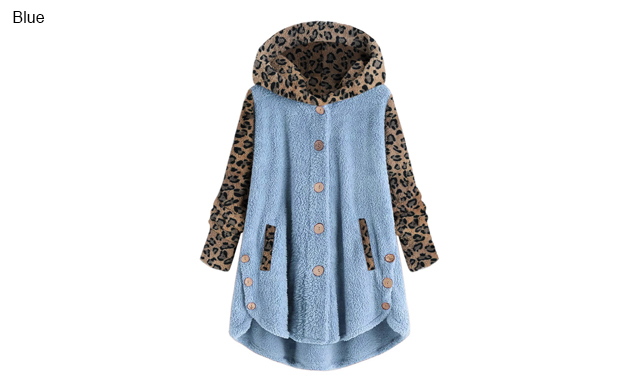 Image of $34.99 for a Women's Leopard Print Hooded Plush Coat (a $69.99 Value)
